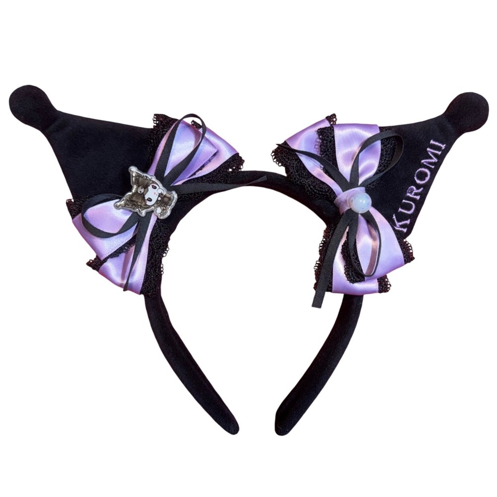Sanrio Kuromi Plush‎ Jester Ear Headband Purple Lace Bows Cosplay Black One Size